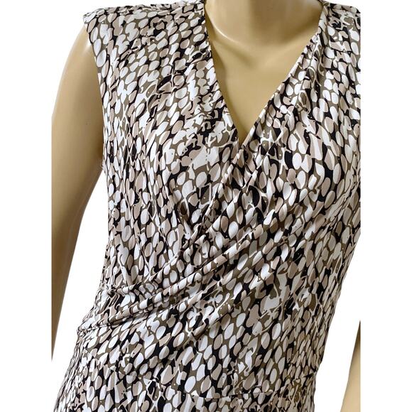 ELLEN TRACY Womens Petite Size PL Cap Sleeve Faux Wrap Animal Print V Neck Shirt - Picture 5 of 8